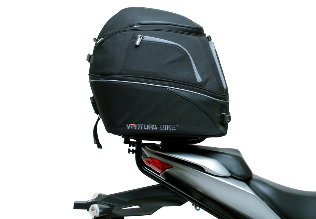 Turn the rack around and now it's over the pillion seat. You can do this with all thepacks
